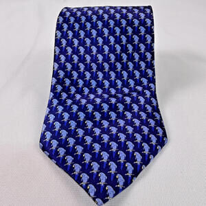 Marco Laurenti Blue Parrot Print Silk Tie 100% Seta Pura Italy Novelty Bird